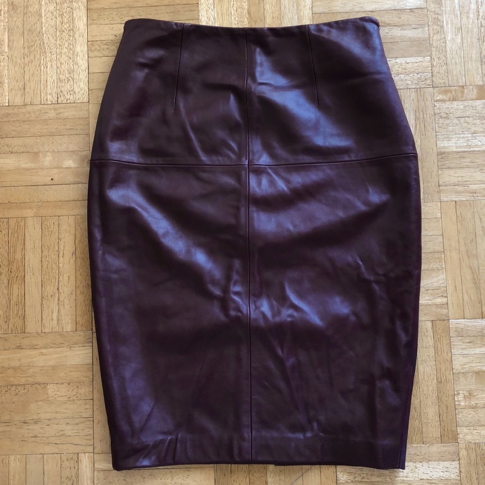 Antonio Melani burgundy leather pencil skirt